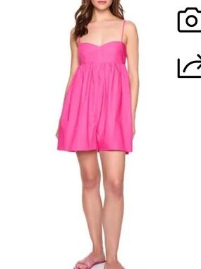 NWOT Susana Monaco Sleeveless Cotton Poplin String Romper In Frambroise Size L